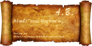 Almássy Barbara névjegykártya